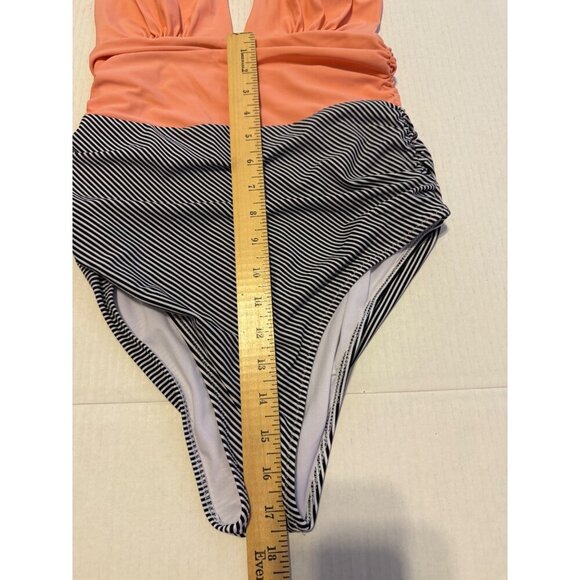 Cupshe Keeping You Accompanied PeachStripe One Piece Padded Swimsuit Size Small - Picture 12 of 13